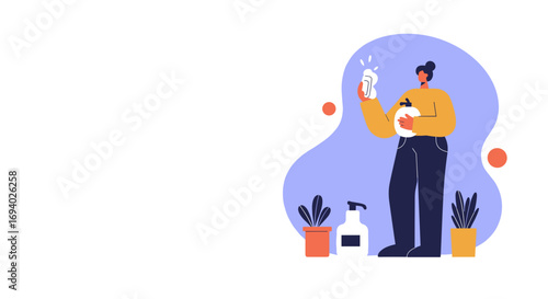 Person holding a bar of soap and a pump bottle, emphasizing personal hygiene, health, and daily self-care routine at home.
