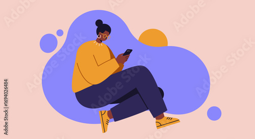 Woman using a smartphone, embodying digital communication, online engagement, and modern technology. Ideal for business, lifestyle, or tech concepts.