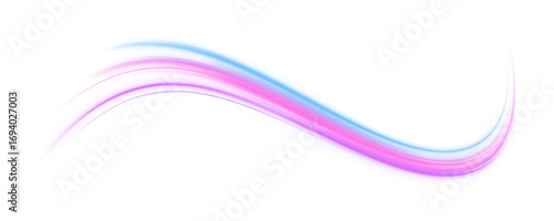 Electric technology in futuristic style neon color in PNG format on white transparent background for design. Vector png glitter light fire flare trace. Abstract image of speed motion on the road. 