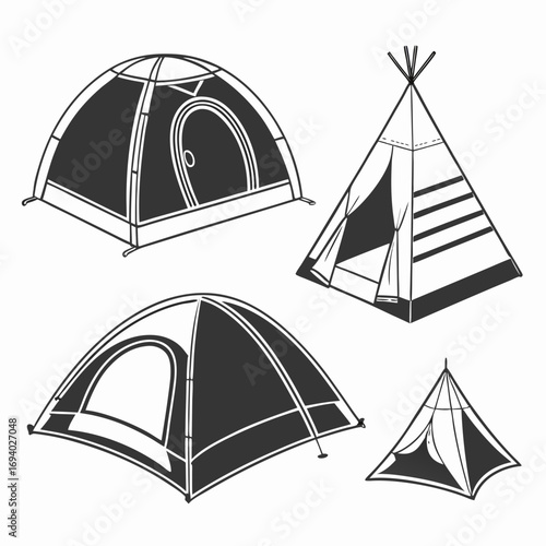 Four camping shelters dome teepee pyramid tent dome tent