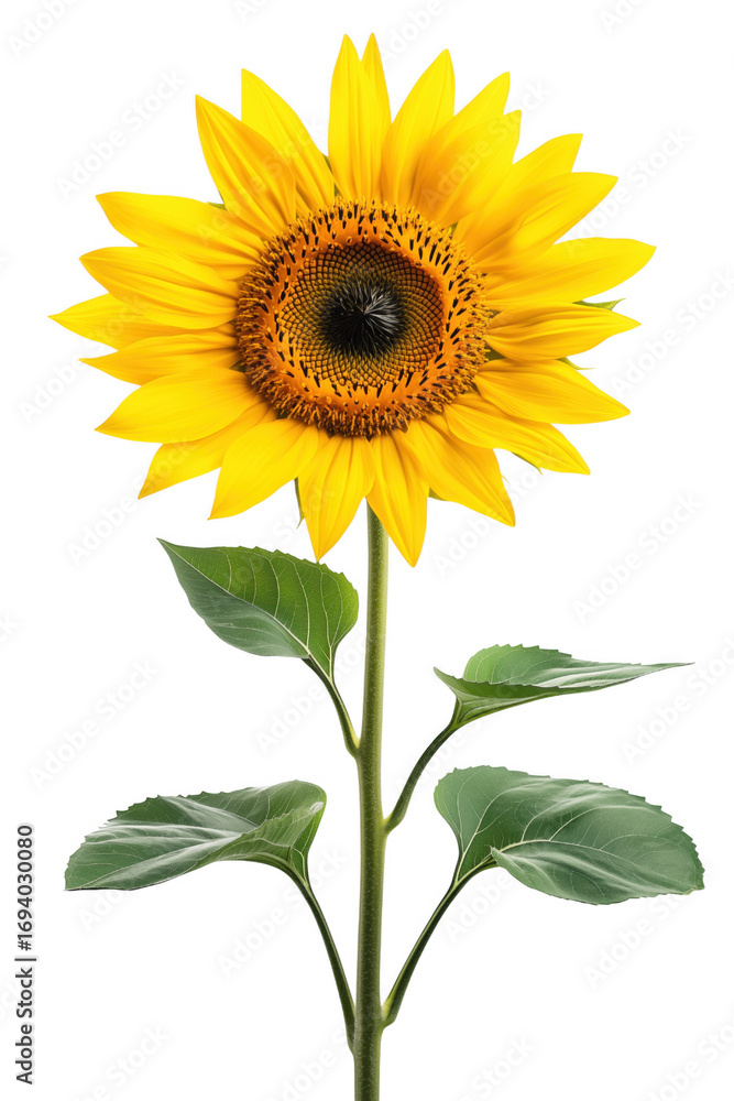 Fototapeta premium Vibrant sunflower against a transparent background showcasing beauty and natural elegance