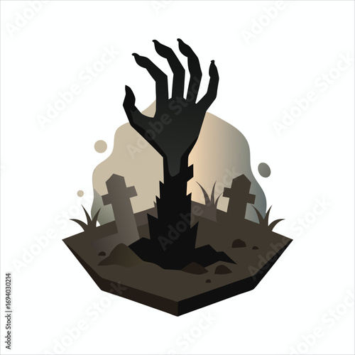 Zombie Hand Rising from Grave Halloween