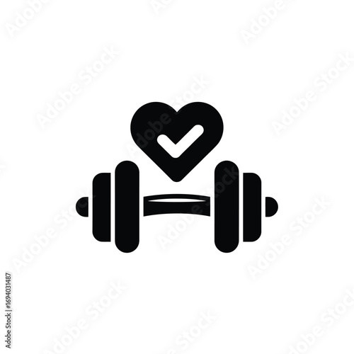 Heart and dumbbell icon representing healthy fitness and well being