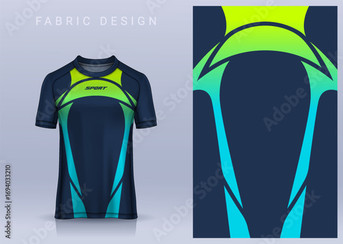 Fabric textile design for Sport t-shirt, Soccer jersey mockup for football club. uniform front view.	