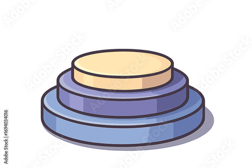 3D product podium stage for display and showcase. Round pedestal or platform for product presentation. Minimal vector cartoon illustration for winner or exhibit. Empty scene.