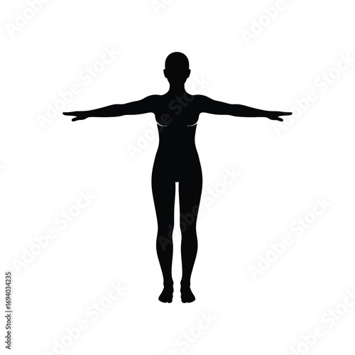 Black Silhouette A Human Figure with Arms Outstretched on a White Background | Untitled-69