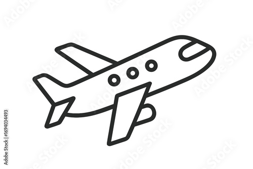 Airplane line icon for travel and transport. Simple aircraft flight symbol for aviation logo. Minimalist plane vector illustration for web, app, and graphic design.