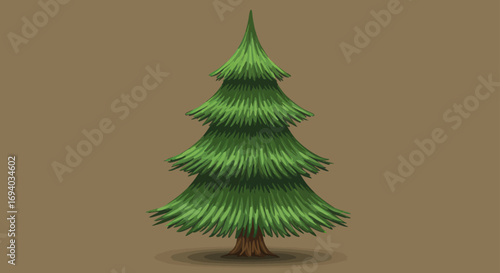 Vibrant Green Conifer Tree with Detailed Fir Needles