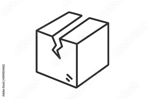 Broken box line icon. Damaged package. Fragile cargo symbol. Shipping problem. Delivery error. Return parcel sign. Defective product concept. Handle with care illustration.