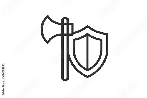 Airplane and shield icon for travel insurance. Flight protection and aviation security symbol. Air travel safety and secure transportation vector logo concept for business apps.