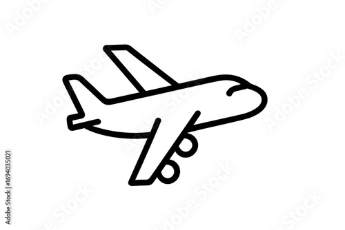 Airplane line icon. Simple flight symbol for travel and tourism concepts. Minimalist vector illustration for web design, apps, and aviation logo. Plane transport graphic.