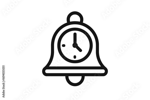 Alarm clock icon. Time management and deadline concept. Simple line art symbol for wake up, morning alert, and reminder notification. Minimalist vector illustration.