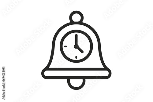 Alarm clock line icon. Time, wake up and morning alert symbol. Minimalistic bell sign for web, graphic design, apps and banners. Deadline or appointment reminder vector.