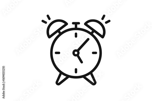 Alarm clock ringing vector icon. Concept of time, deadline, wake up, morning, schedule, reminder, and alert. Minimalistic line symbol for web, graphic design, and apps.
