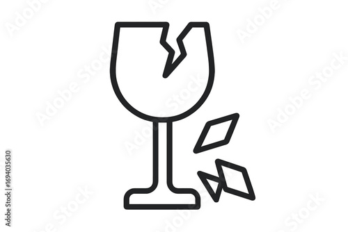 Broken glass icon vector. Fragile packaging symbol. Handle with care sign for shipping and logistics. Shattered wineglass line pictogram for web, app, and design.