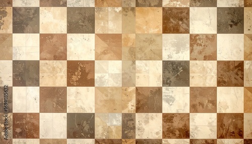 Retro checkered wallpaper in vintage tones of brown and cream