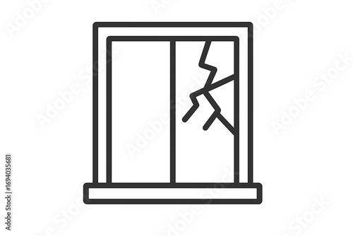 Broken window line icon. Shattered glass symbol. Damage, destruction, accident concept. Vandalism, burglary or home repair vector illustration. Outline pictogram design.