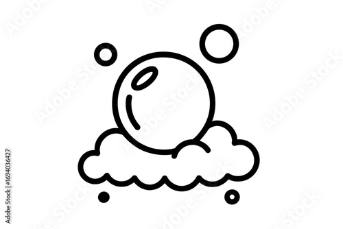 Bubble and foam simple line icon. Vector illustration of soap suds and lather for washing and cleaning concepts. Minimalist outline symbol for bath, laundry, and hygiene.