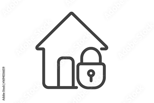 House and lock icon. Home security and safety symbol. Property protection concept. Real estate insurance pictogram. Minimalistic linear vector illustration for web design, apps.