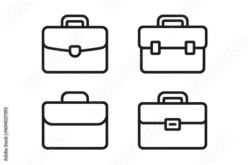 Briefcase line icon set. Simple business case and portfolio symbols for office work. Minimalist outline icons for finance, career, and documents. Editable stroke vector graphics.