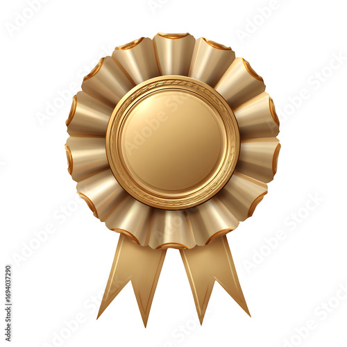 Golden award ribbon isolated on transparent background
