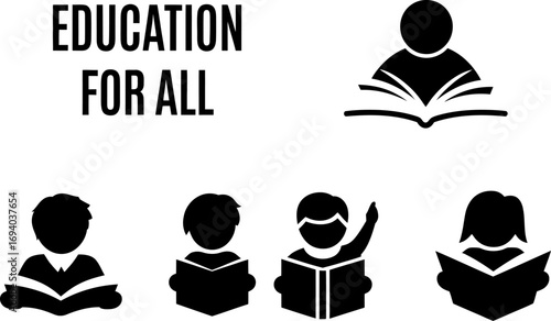 Diverse group of students learning from books, representing education for everyone.