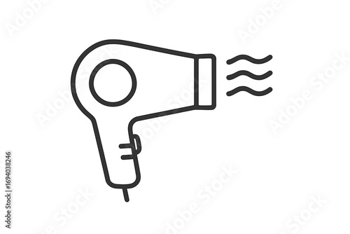 Hair dryer line icon. Simple blow dryer symbol for hairdressing and salon. Vector graphic of a beauty and styling tool. Hot air grooming appliance for personal care.