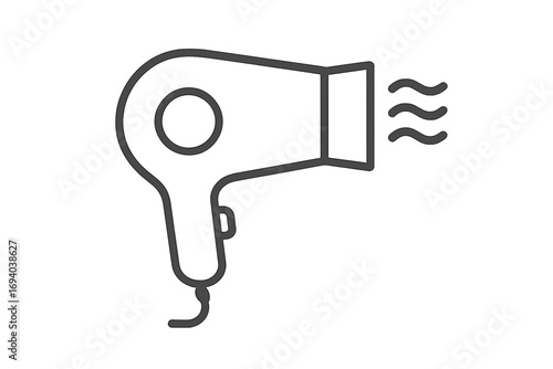Hair dryer line icon. Simple blow dryer vector symbol. Beauty salon, barbershop, and hairdresser styling tool. Minimalistic outline design element for web and app graphics.