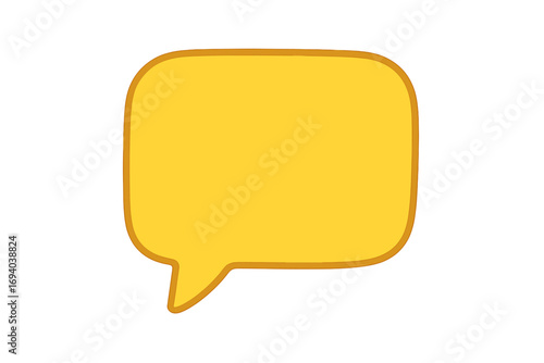Blank yellow speech bubble for communication. Vector illustration of a talk balloon or chat box for text, messages, comments, or quotes. Simple flat design graphic icon.