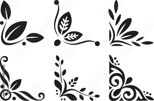 Wallpaper Mural Corner Flourish Vector Set Decorative Floral Border Design Elements Clipart Vector Illustration Torontodigital.ca
