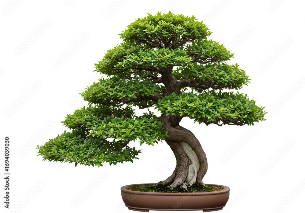 Fototapeta premium Magnificent Bonsai Tree A Symbol of Patience and Tranquility on transparent background
