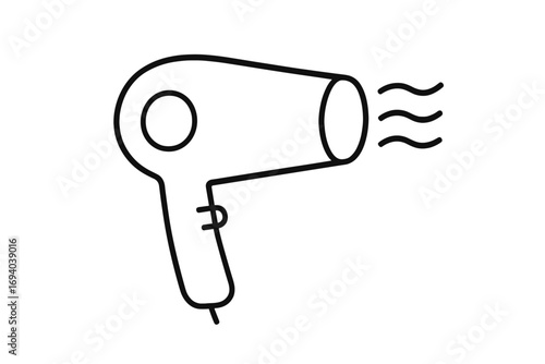 Hair dryer line icon. Vector illustration of a blow dryer symbol for a beauty salon, hairdresser, or hairstyling. Simple outline pictogram of a grooming appliance for drying hair.