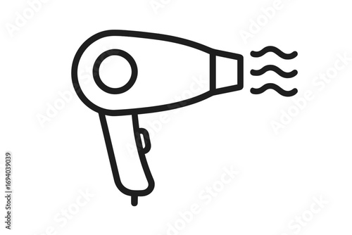 Hair dryer line icon. Blow dryer symbol. Hair care, beauty salon, hairstylist, grooming tool. Blower for drying hair. Household electrical appliance pictogram for web design.