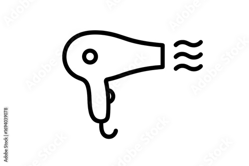 Hair dryer line icon. Simple blow dryer pictogram for web and graphic design. Hairdressing and beauty salon symbol. Vector illustration of a styling tool for hair care and grooming.