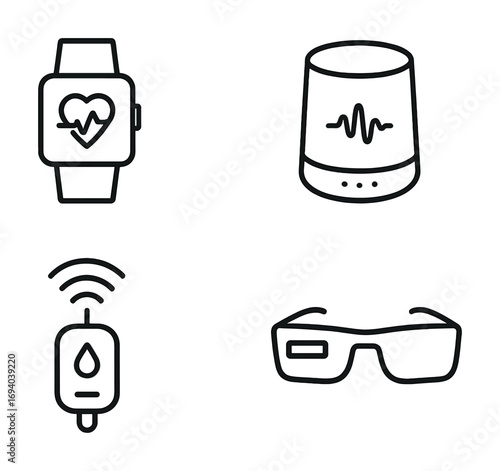 Smart health gadgets: smartwatch, heart monitor, glucose meter, smart glasses