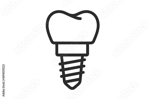 Dental implant line icon. Tooth prosthesis and replacement surgery concept. Dentistry, stomatology vector pictogram. Minimalist illustration for dental clinic, web design.