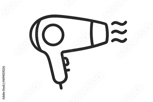 Hair dryer icon vector. Simple blow dryer symbol. Hairdresser and beauty salon grooming equipment. Blower for drying hair. Modern outline pictogram for hairstyling.