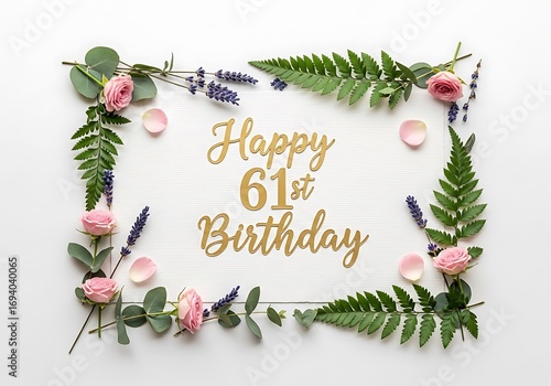 Happy 61st birthday floral arrangement card
