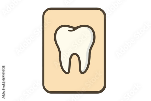 Isolated tooth icon on rounded card, dental health symbol, vector cartoon illustration for apps and graphics, clean transparent background, medical dentistry concept design