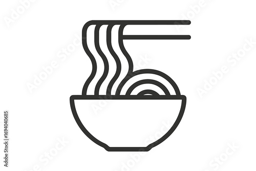 Noodle soup line icon. Ramen bowl with chopsticks. Simple Asian food symbol for restaurant menu. Minimalist Japanese or Chinese cuisine vector illustration for web design.