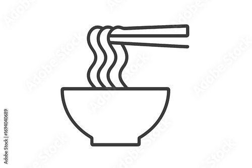 Ramen noodle soup bowl with chopsticks line icon. Minimal vector for Asian food logo. Japanese, Chinese or Korean restaurant menu symbol. Simple food pictogram for web, app.