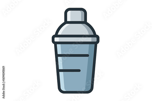 Cocktail shaker icon for bar menu and drinks. Protein shaker bottle for gym and fitness. Modern filled outline vector illustration for web design, apps, and graphics.