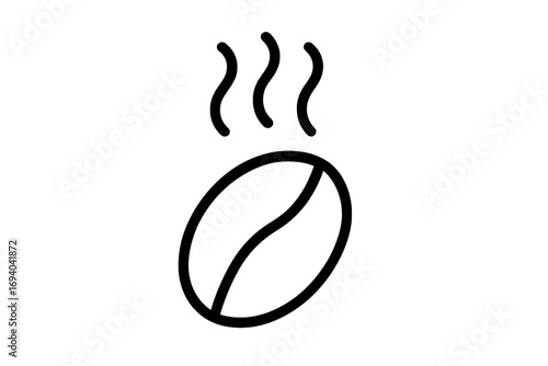 Steaming coffee bean linear icon. Roasted coffee pictogram concept. Minimalist vector illustration for cafe menu, coffee house logo, beverage, hot drink, caffeine, aroma.