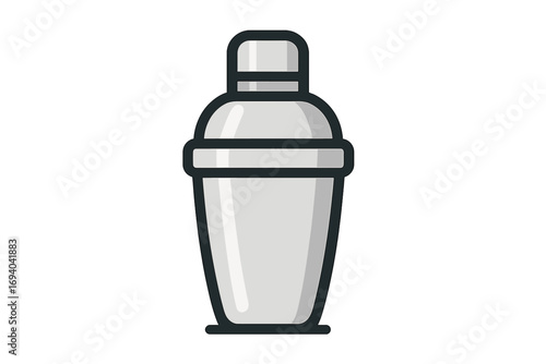 Cocktail shaker icon for making alcoholic drinks. Bar equipment for bartender. Vector illustration of a metal container for mixing beverages, modern outline cartoon style.