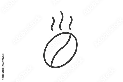 Roasted coffee bean line icon. Hot steam aroma symbol. Vector graphic for cafe menu, coffee shop logo. Minimalist espresso, caffeine, barista sign. Fresh roast concept.