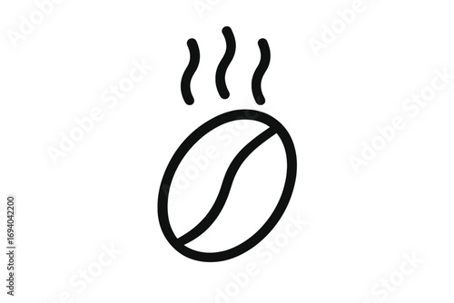 Roasted coffee bean with steam icon. Minimalistic thin line symbol for cafe menu, logo, web, graphic design. Hot drink, caffeine, espresso, arabica concept vector illustration.