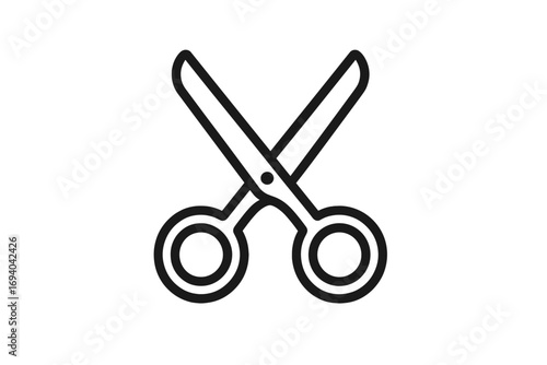 Scissors line icon. Cutting tool vector symbol. Minimalist outline illustration for hairdresser, barber, or tailor. Stationery, craft, and office supply simple pictogram.