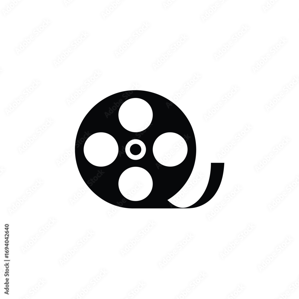 Fototapeta premium Classic film reel icon black and white