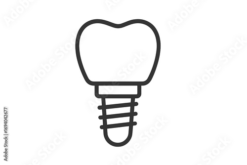 Dental implant line icon. Tooth prosthesis and restoration concept. Stomatology, dentistry symbol for medical app. Oral health care. Tooth surgery vector. Implantology sign.
