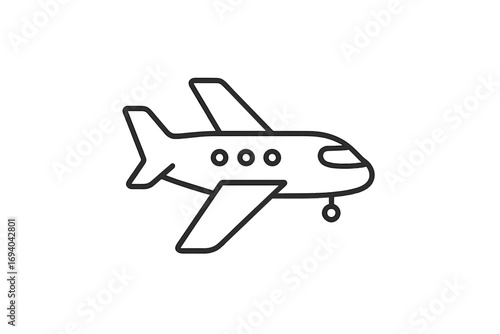 Minimalistic airplane icon vector, plane pictogram for web and graphic design, app logos, social media banners, cards, transportation symbol, cartoon style
